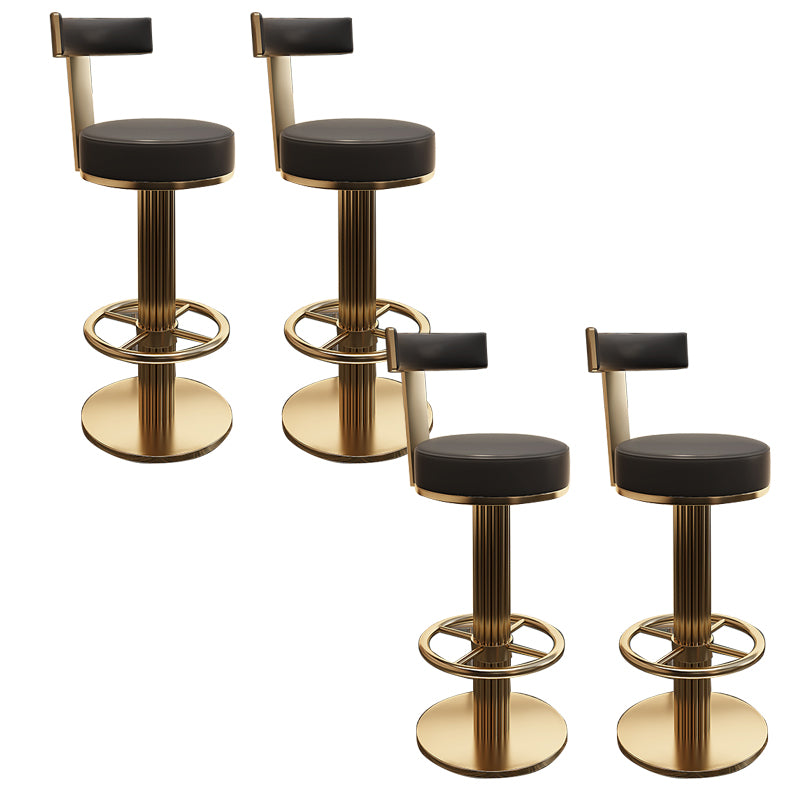 Glam Leather Bar Stool Adjustable Gold Base Counter Stool for Bristol Black 4 Piece Set Clearhalo 'Bar Furniture' 'Bar Stools' 'bar_stools' 'furn' 'furn_bar_stools' 'Furniture' 'Kitchen & Dining Furniture' 6663868