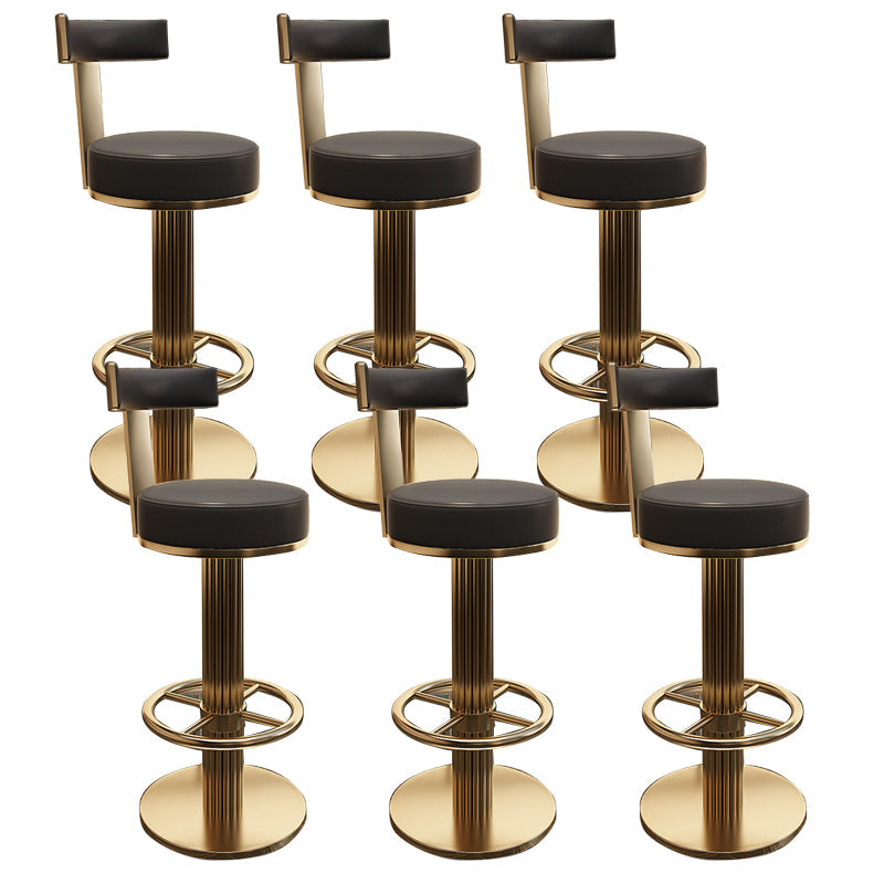 Glam Leather Bar Stool Adjustable Gold Base Counter Stool for Bristol Black 6 Piece Set Clearhalo 'Bar Furniture' 'Bar Stools' 'bar_stools' 'furn' 'furn_bar_stools' 'Furniture' 'Kitchen & Dining Furniture' 6663870