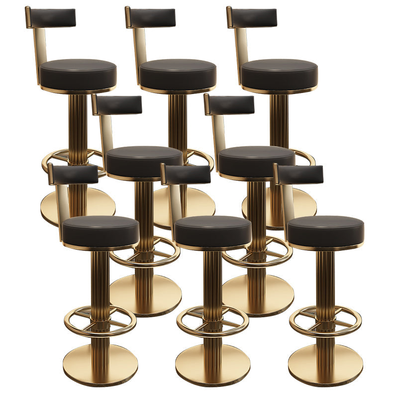 Glam Leather Bar Stool Adjustable Gold Base Counter Stool for Bristol Black 8 Piece Set Clearhalo 'Bar Furniture' 'Bar Stools' 'bar_stools' 'furn' 'furn_bar_stools' 'Furniture' 'Kitchen & Dining Furniture' 6663872