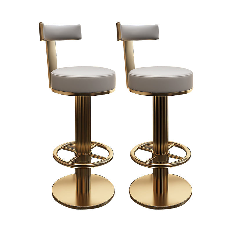 Glam Leather Bar Stool Adjustable Gold Base Counter Stool for Bristol Gray 2 Piece Set Clearhalo 'Bar Furniture' 'Bar Stools' 'bar_stools' 'furn' 'furn_bar_stools' 'Furniture' 'Kitchen & Dining Furniture' 6663874