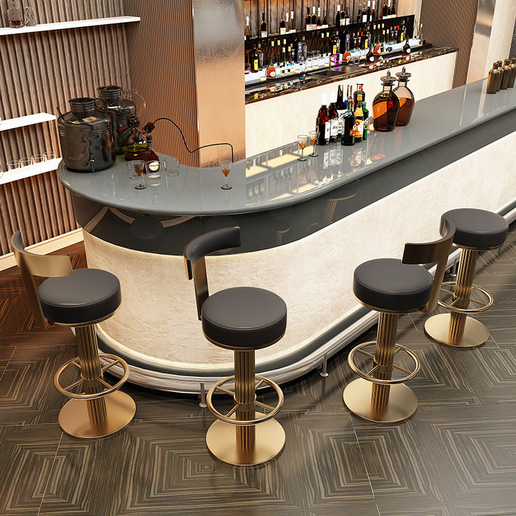 Glam Leather Bar Stool Adjustable Gold Base Counter Stool for Bristol Clearhalo 'Bar Furniture' 'Bar Stools' 'bar_stools' 'furn' 'furn_bar_stools' 'Furniture' 'Kitchen & Dining Furniture' 6663875