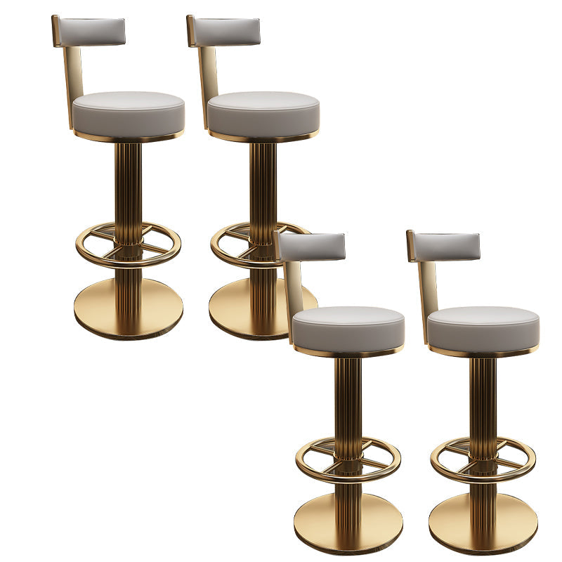 Glam Leather Bar Stool Adjustable Gold Base Counter Stool for Bristol Gray 4 Piece Set Clearhalo 'Bar Furniture' 'Bar Stools' 'bar_stools' 'furn' 'furn_bar_stools' 'Furniture' 'Kitchen & Dining Furniture' 6663876