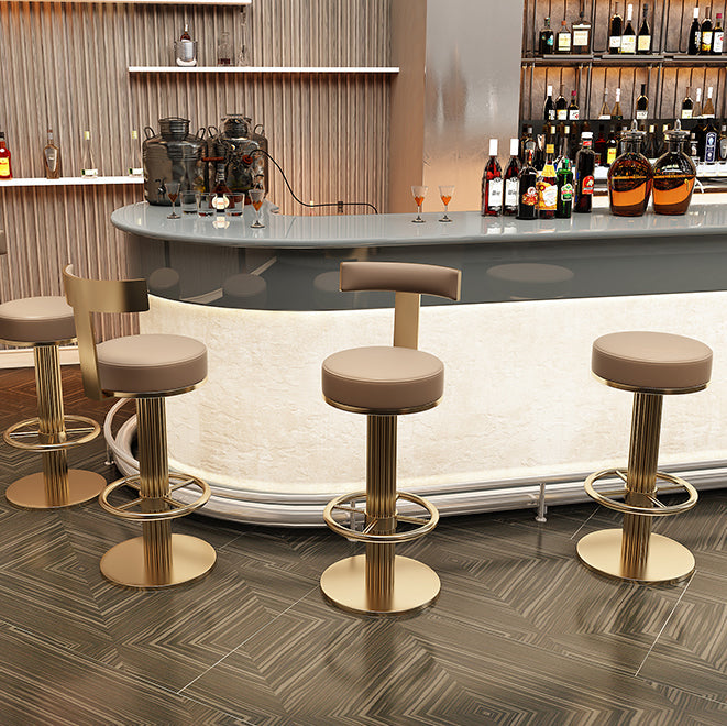 Glam Leather Bar Stool Adjustable Gold Base Counter Stool for Bristol Clearhalo 'Bar Furniture' 'Bar Stools' 'bar_stools' 'furn' 'furn_bar_stools' 'Furniture' 'Kitchen & Dining Furniture' 6663877