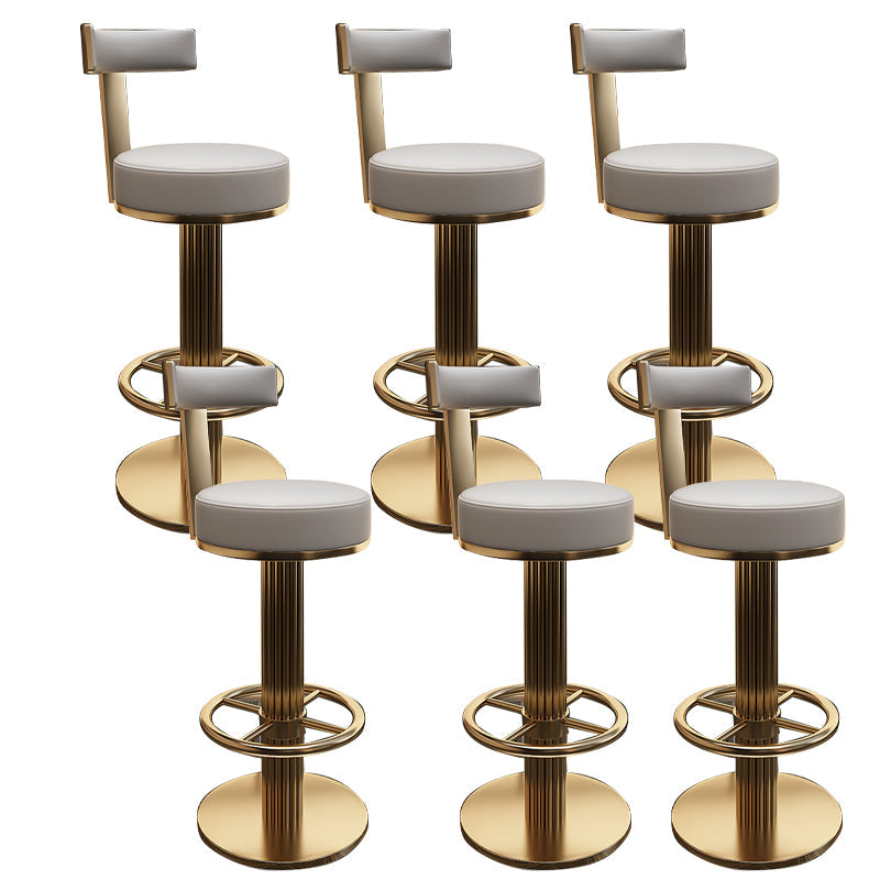 Glam Leather Bar Stool Adjustable Gold Base Counter Stool for Bristol Gray 6 Piece Set Clearhalo 'Bar Furniture' 'Bar Stools' 'bar_stools' 'furn' 'furn_bar_stools' 'Furniture' 'Kitchen & Dining Furniture' 6663878