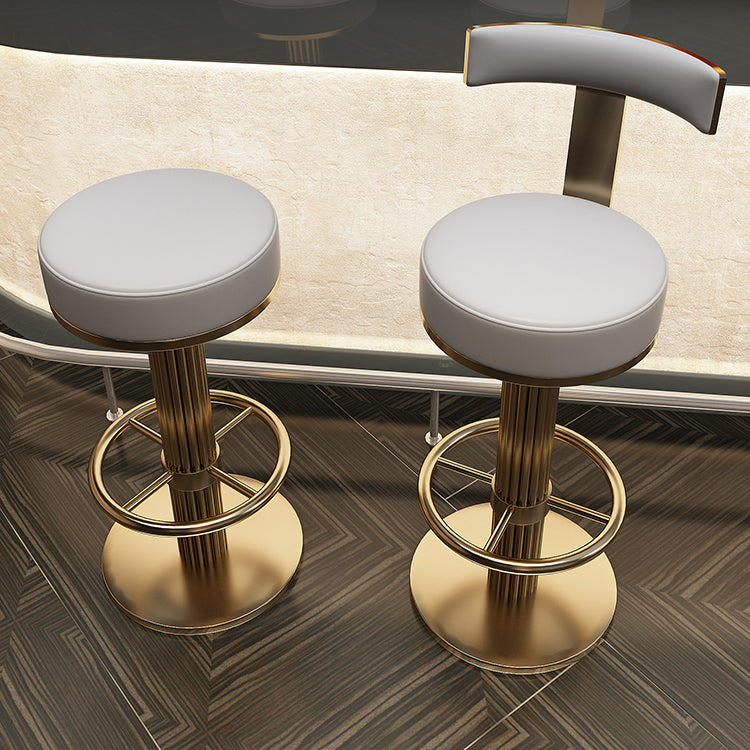 Glam Leather Bar Stool Adjustable Gold Base Counter Stool for Bristol Clearhalo 'Bar Furniture' 'Bar Stools' 'bar_stools' 'furn' 'furn_bar_stools' 'Furniture' 'Kitchen & Dining Furniture' 6663879