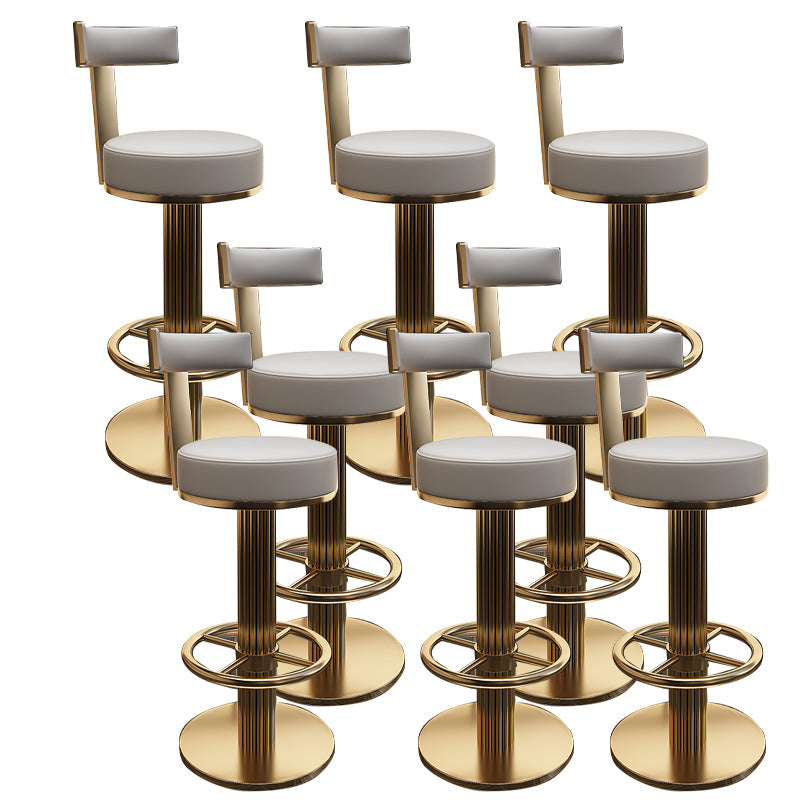 Glam Leather Bar Stool Adjustable Gold Base Counter Stool for Bristol Gray 8 Piece Set Clearhalo 'Bar Furniture' 'Bar Stools' 'bar_stools' 'furn' 'furn_bar_stools' 'Furniture' 'Kitchen & Dining Furniture' 6663880