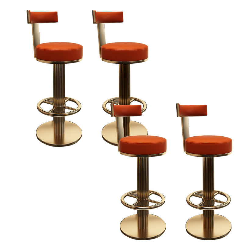 Glam Leather Bar Stool Adjustable Gold Base Counter Stool for Bristol Orange 4 Piece Set Clearhalo 'Bar Furniture' 'Bar Stools' 'bar_stools' 'furn' 'furn_bar_stools' 'Furniture' 'Kitchen & Dining Furniture' 6663883
