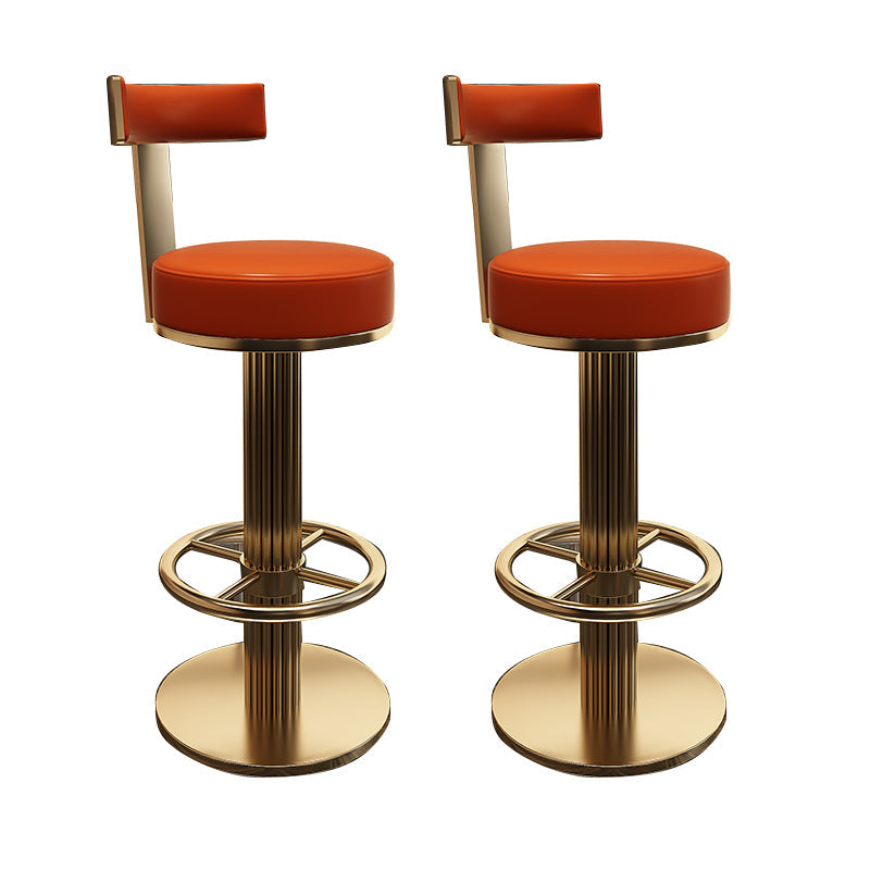 Glam Leather Bar Stool Adjustable Gold Base Counter Stool for Bristol Orange 2 Piece Set Clearhalo 'Bar Furniture' 'Bar Stools' 'bar_stools' 'furn' 'furn_bar_stools' 'Furniture' 'Kitchen & Dining Furniture' 6663885