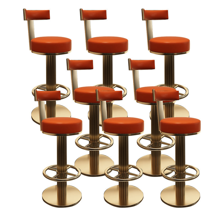 Glam Leather Bar Stool Adjustable Gold Base Counter Stool for Bristol Orange 8 Piece Set Clearhalo 'Bar Furniture' 'Bar Stools' 'bar_stools' 'furn' 'furn_bar_stools' 'Furniture' 'Kitchen & Dining Furniture' 6663887