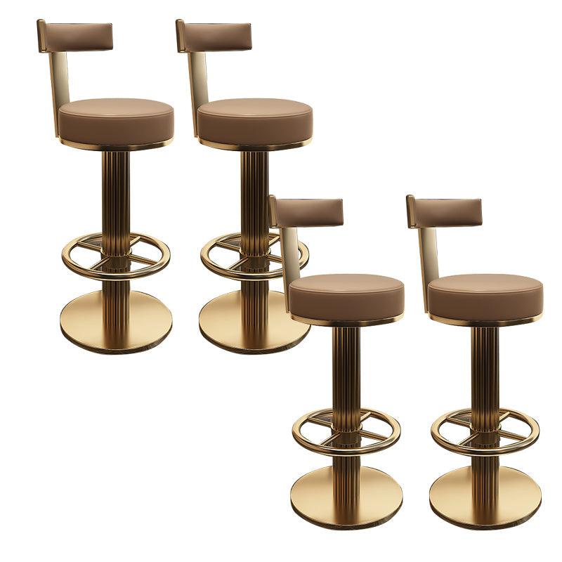 Glam Leather Bar Stool Adjustable Gold Base Counter Stool for Bristol Brown 4 Piece Set Clearhalo 'Bar Furniture' 'Bar Stools' 'bar_stools' 'furn' 'furn_bar_stools' 'Furniture' 'Kitchen & Dining Furniture' 6663889