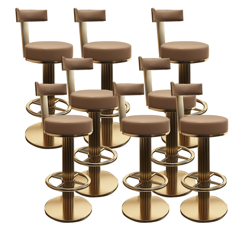 Glam Leather Bar Stool Adjustable Gold Base Counter Stool for Bristol Brown 8 Piece Set Clearhalo 'Bar Furniture' 'Bar Stools' 'bar_stools' 'furn' 'furn_bar_stools' 'Furniture' 'Kitchen & Dining Furniture' 6663891