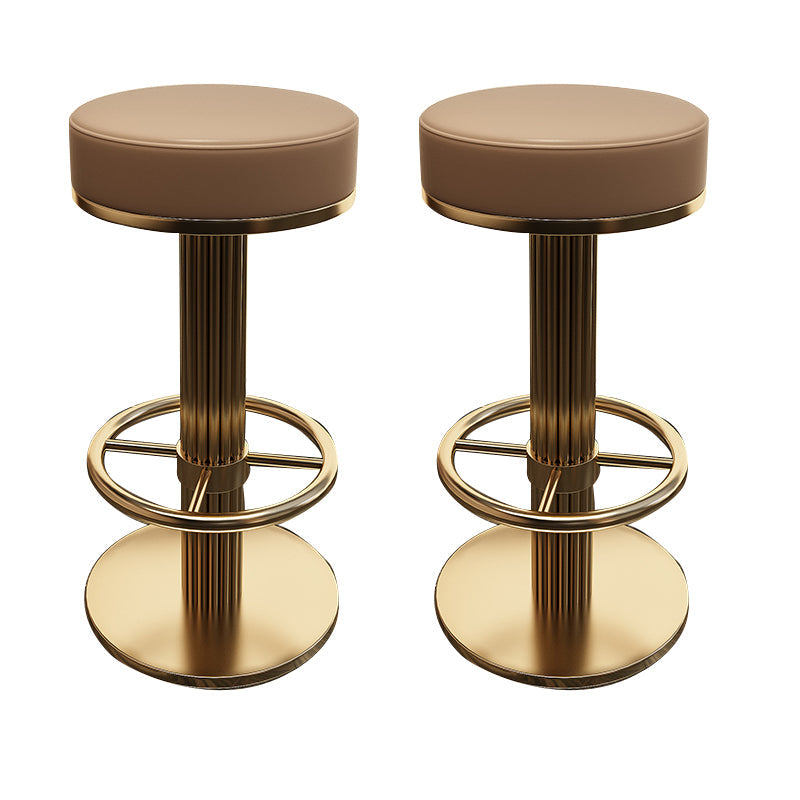 Glam Leather Bar Stool Adjustable Gold Base Counter Stool for Bristol Khaki 2 Piece Set Clearhalo 'Bar Furniture' 'Bar Stools' 'bar_stools' 'furn' 'furn_bar_stools' 'Furniture' 'Kitchen & Dining Furniture' 6663892