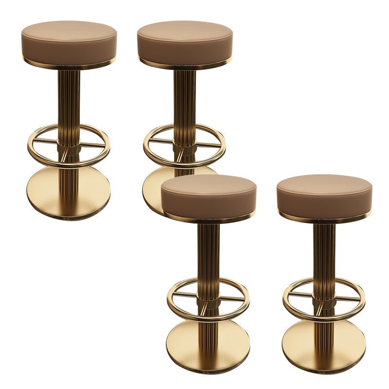 Glam Leather Bar Stool Adjustable Gold Base Counter Stool for Bristol Khaki 4 Piece Set Clearhalo 'Bar Furniture' 'Bar Stools' 'bar_stools' 'furn' 'furn_bar_stools' 'Furniture' 'Kitchen & Dining Furniture' 6663893