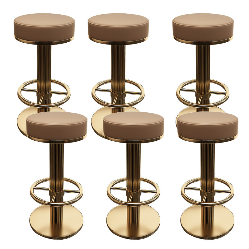 Glam Leather Bar Stool Adjustable Gold Base Counter Stool for Bristol Khaki 6 Piece Set Clearhalo 'Bar Furniture' 'Bar Stools' 'bar_stools' 'furn' 'furn_bar_stools' 'Furniture' 'Kitchen & Dining Furniture' 6663894