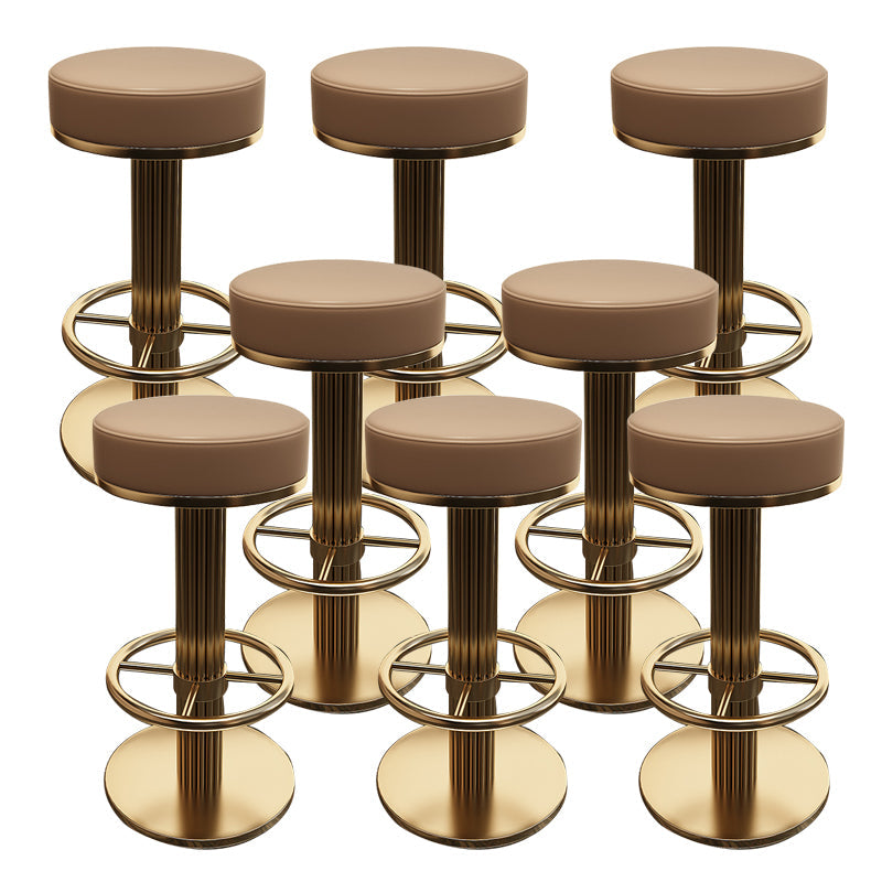Glam Leather Bar Stool Adjustable Gold Base Counter Stool for Bristol Khaki 8 Piece Set Clearhalo 'Bar Furniture' 'Bar Stools' 'bar_stools' 'furn' 'furn_bar_stools' 'Furniture' 'Kitchen & Dining Furniture' 6663895