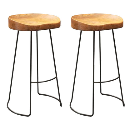Contemporary Backless Barstools Contoured Seat Bar Stools with Metal Legs