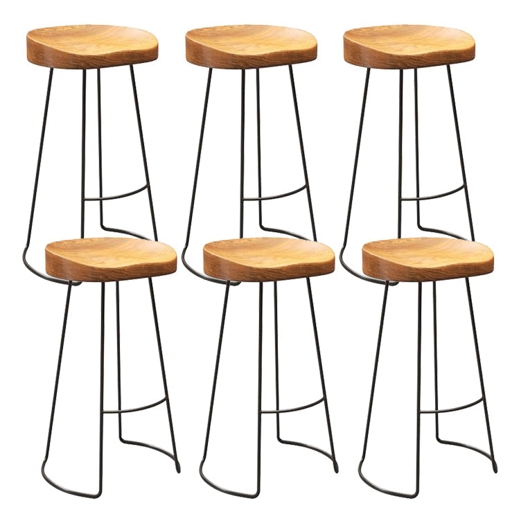 Contemporary Backless Barstools Contoured Seat Bar Stools with Metal Legs