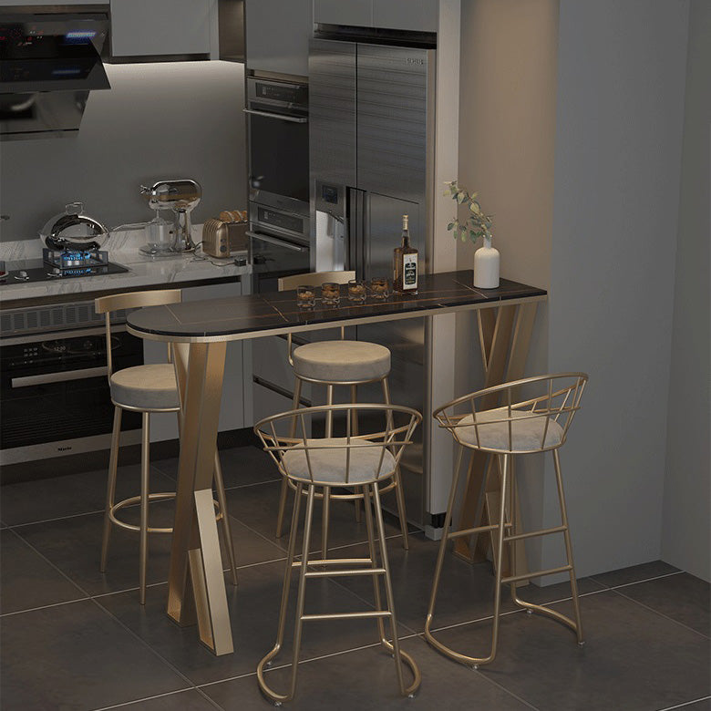 コンテンポラリーラウンドバースツールフットレスト付きアームレスバースツール