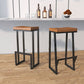 Tabouret de bar à dos en bois contemporain avec des jambes en métal