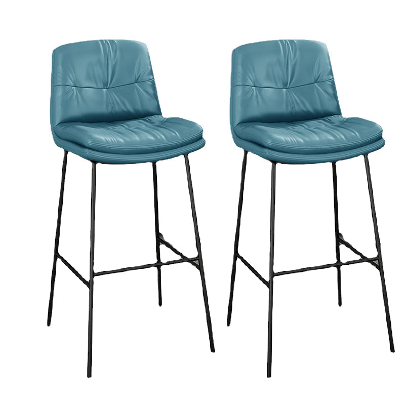Tabourets de bar en cuir en faux cuir contemporain avec des jambes en métal