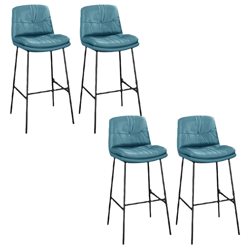 Tabourets de bar en cuir en faux cuir contemporain avec des jambes en métal