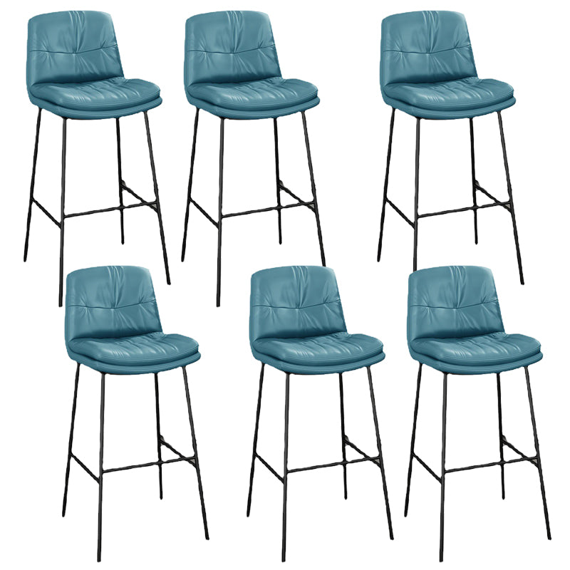 Tabourets de bar en cuir en faux cuir contemporain avec des jambes en métal