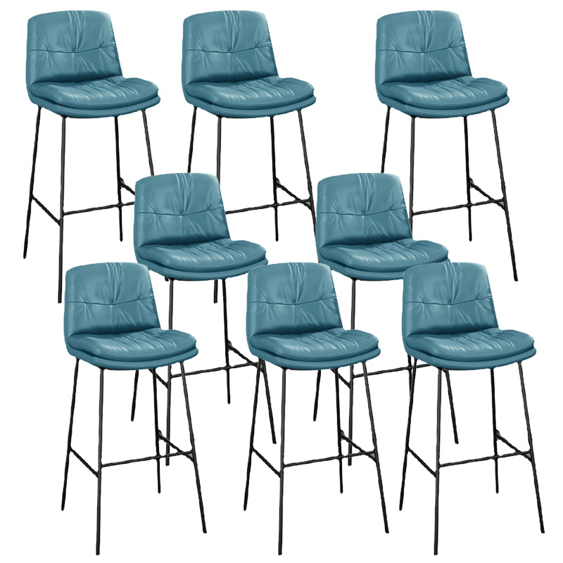 Tabourets de bar en cuir en faux cuir contemporain avec des jambes en métal