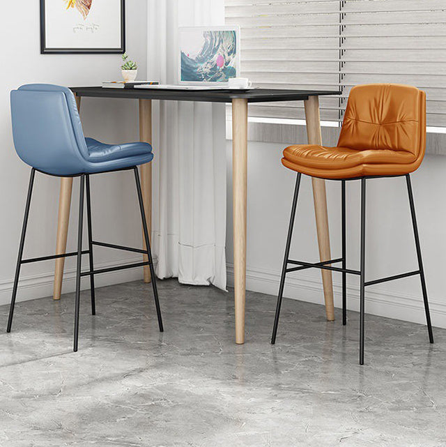 Tabourets de bar en cuir en faux cuir contemporain avec des jambes en métal