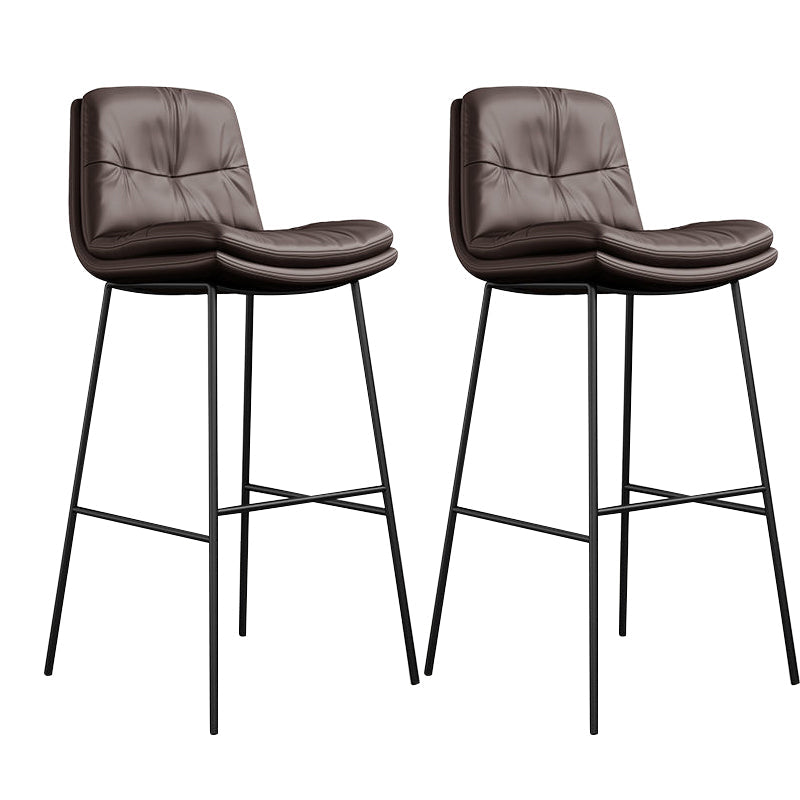 Tabourets de bar en cuir en faux cuir contemporain avec des jambes en métal