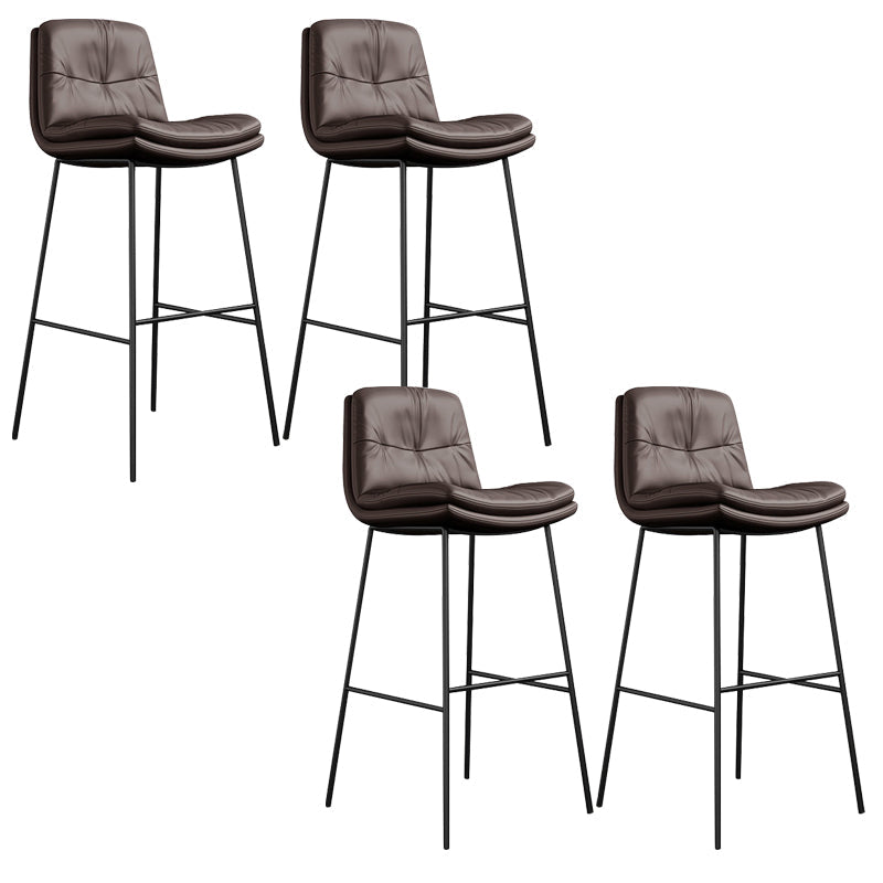 Tabourets de bar en cuir en faux cuir contemporain avec des jambes en métal