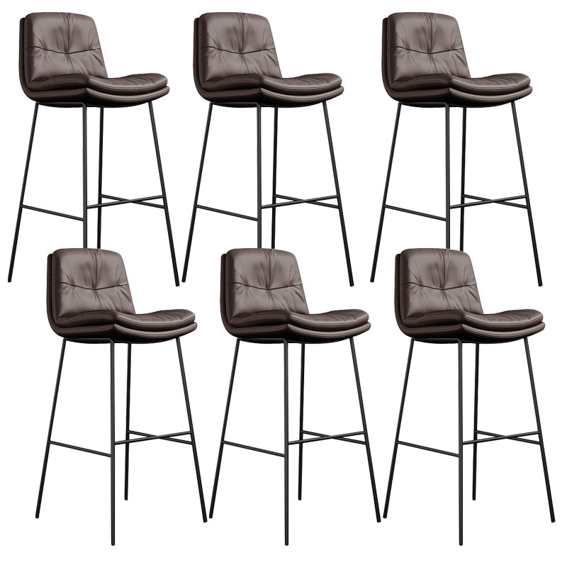 Tabourets de bar en cuir en faux cuir contemporain avec des jambes en métal
