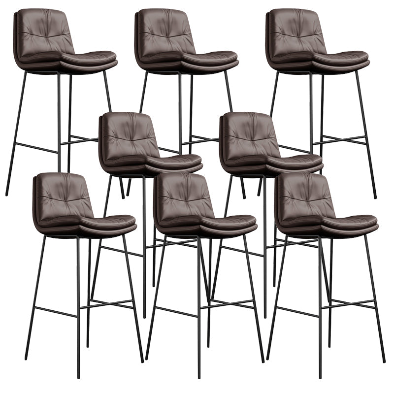 Tabourets de bar en cuir en faux cuir contemporain avec des jambes en métal