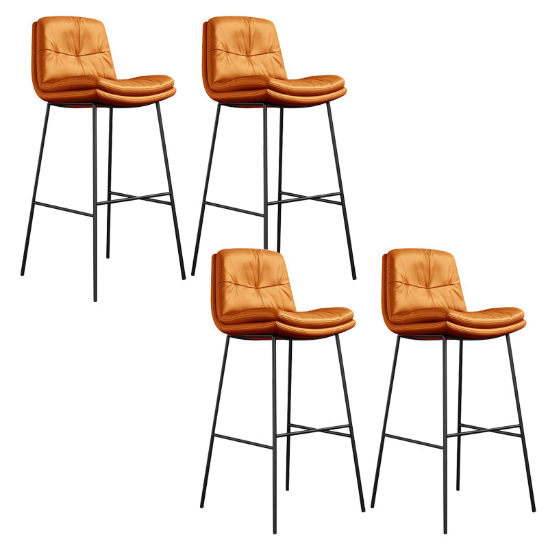 Tabourets de bar en cuir en faux cuir contemporain avec des jambes en métal