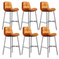 Tabourets de bar en cuir en faux cuir contemporain avec des jambes en métal