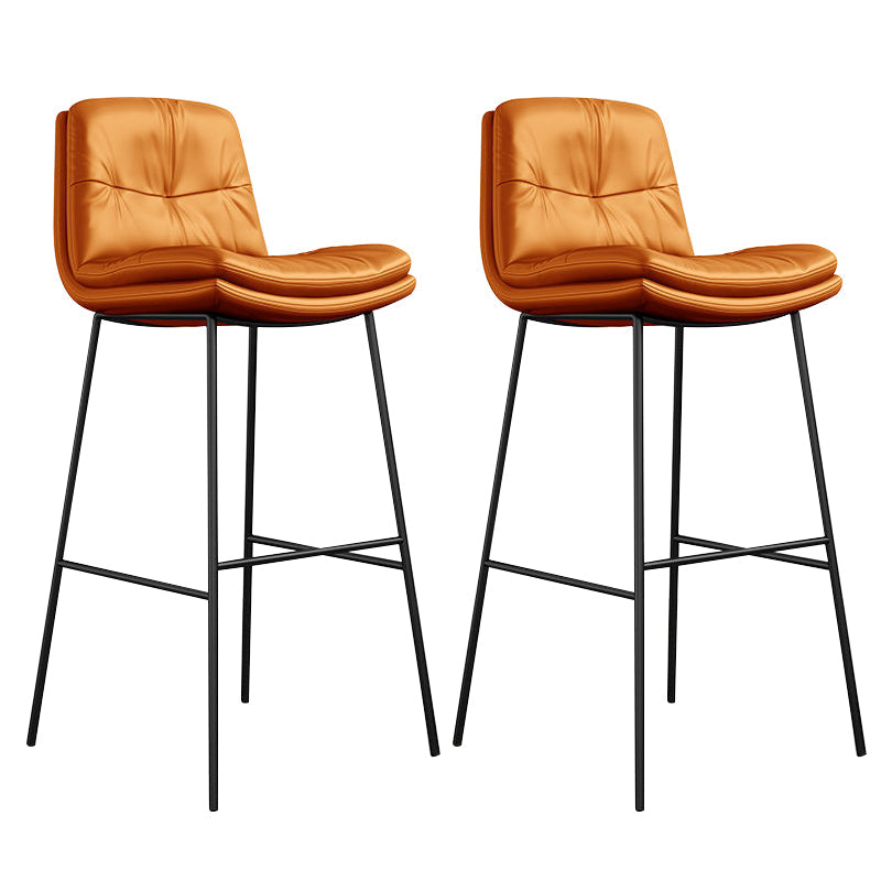 Tabourets de bar en cuir en faux cuir contemporain avec des jambes en métal