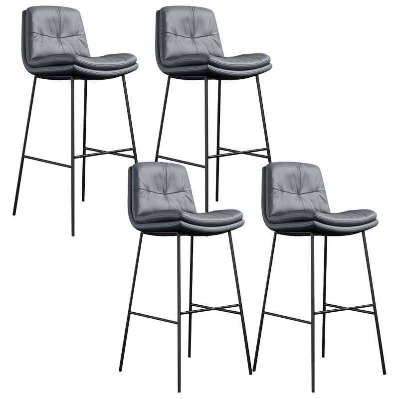 Tabourets de bar en cuir en faux cuir contemporain avec des jambes en métal