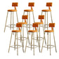 Contemporary Low Back Barstools Round Bar Stool with Metal Legs