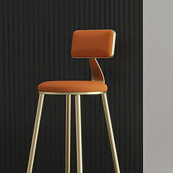 Contemporary Low Back Barstools Round Bar Stool with Metal Legs