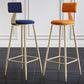 Contemporary Low Back Barstools Round Bar Stool with Metal Legs