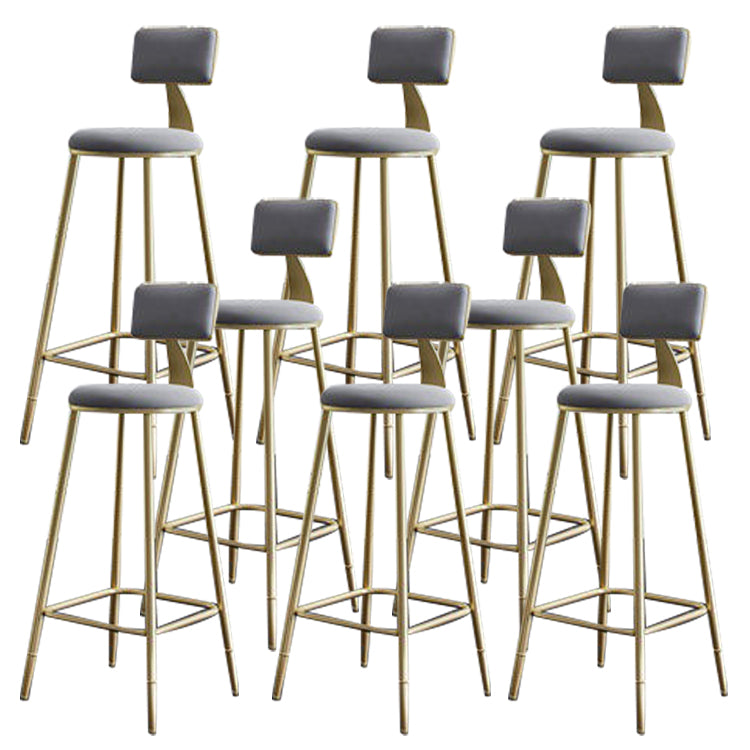 Contemporary Low Back Barstools Round Bar Stool with Metal Legs