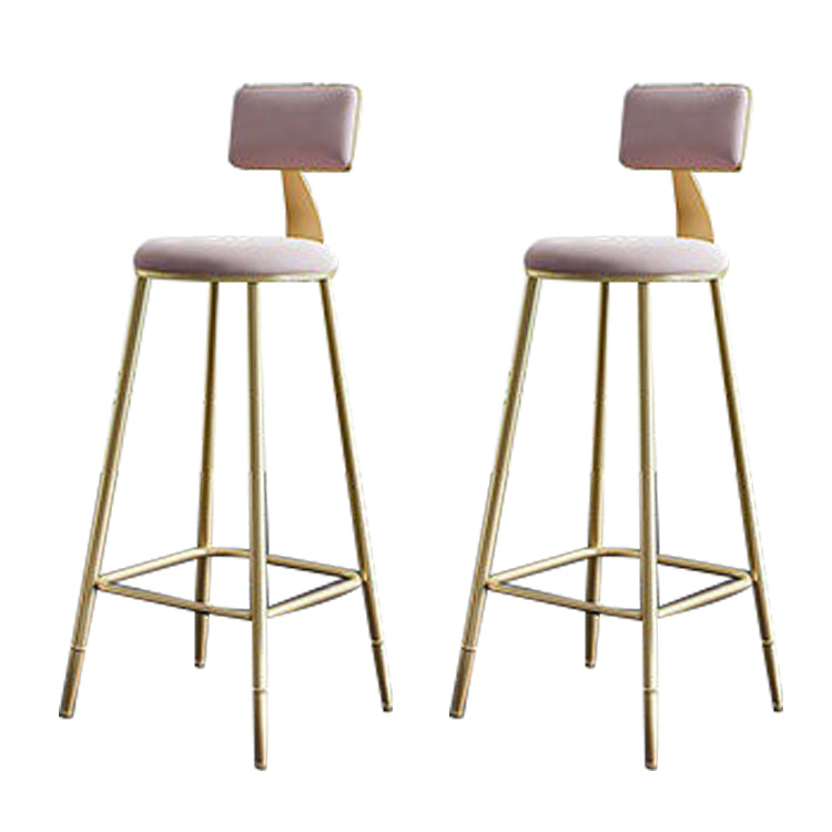 Contemporary Low Back Barstools Round Bar Stool with Metal Legs