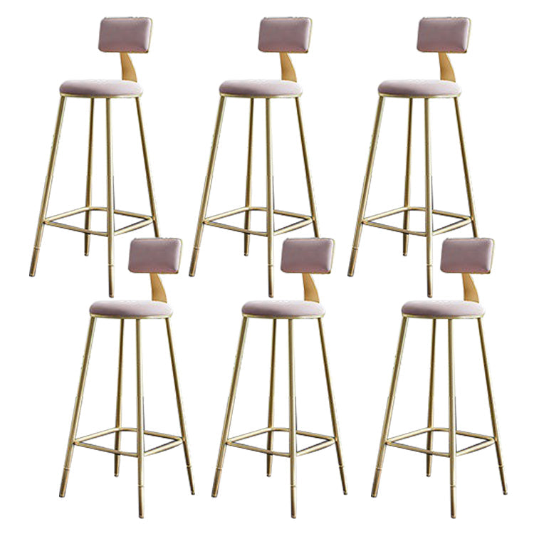 Contemporary Low Back Barstools Round Bar Stool with Metal Legs