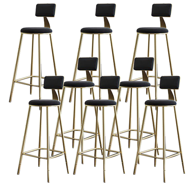 Contemporary Low Back Barstools Round Bar Stool with Metal Legs