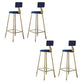 Contemporary Low Back Barstools Round Bar Stool with Metal Legs