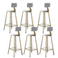 Contemporary Low Back Barstools Round Bar Stool with Metal Legs