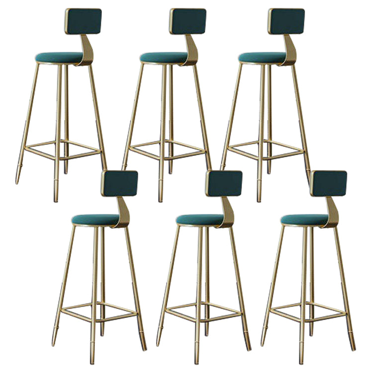 Contemporary Low Back Barstools Round Bar Stool with Metal Legs
