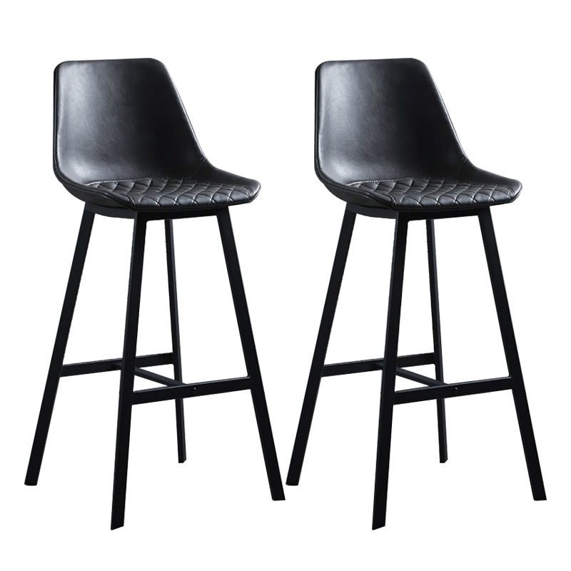 Faux Leather Dining Stools Armless Bucket Bar Stools with Footrest