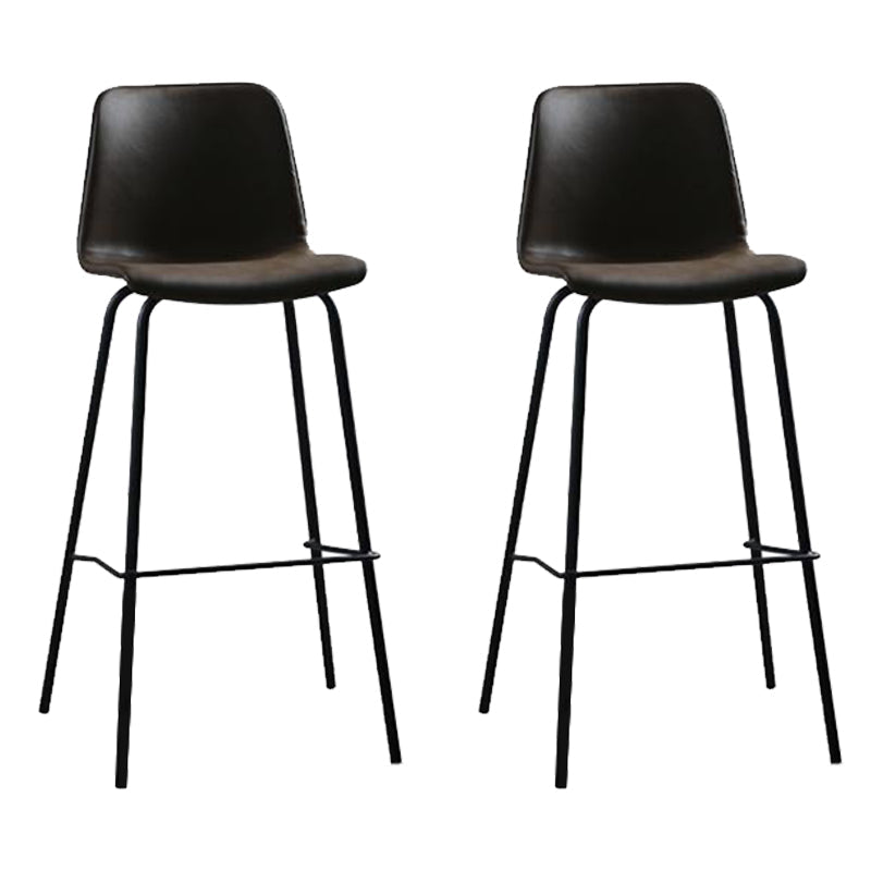 Faux Leather Dining Stools Armless Bucket Bar Stools with Footrest
