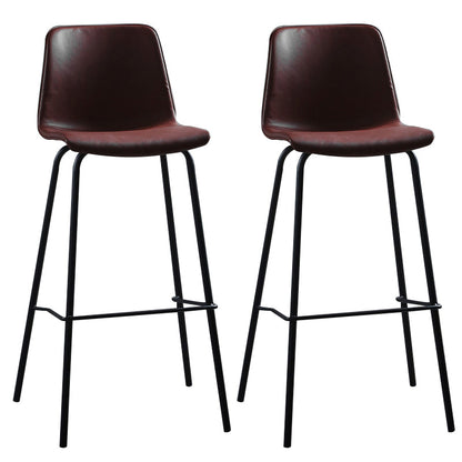 Faux Leather Dining Stools Armless Bucket Bar Stools with Footrest