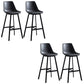 Faux Leather Dining Stools Armless Bucket Bar Stools with Footrest